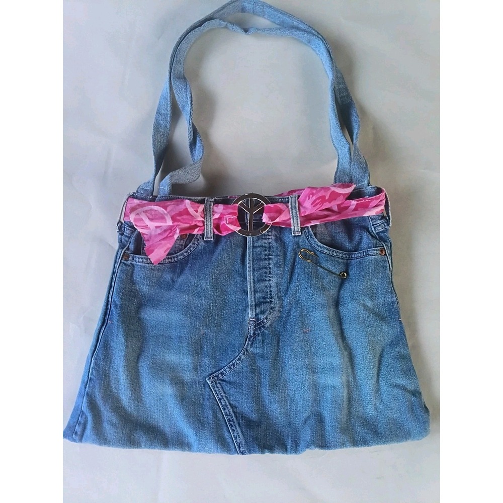 Custom Upcycled Denim Tote Bag Purse Levi’s Unique Handmade Boho Pockets